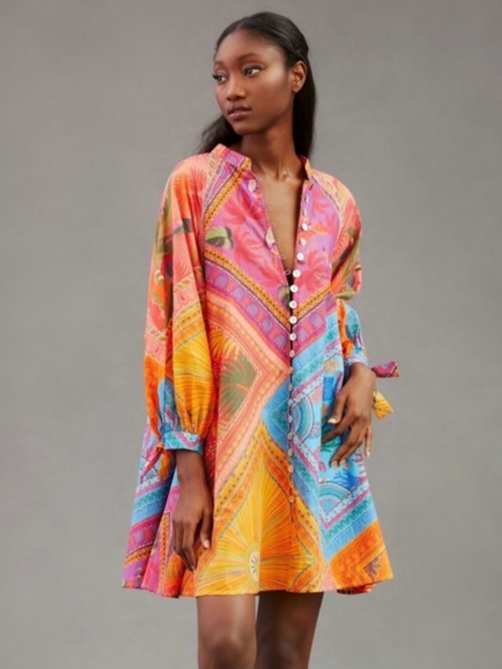 Farm Rio Mixed Scarves Mini Dress S